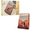 Ideamall 17-Key Kalimba for Beginners, Cat Design, Wooden Thumb Piano (Brown)