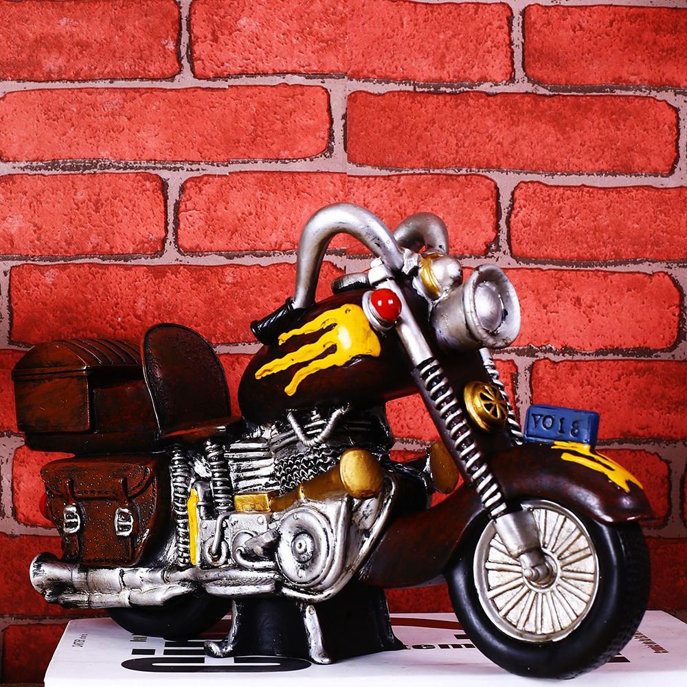 Vintage Retro Motorcycle Model, Miniature Zinc Alloy Bike Sculpture for Desk Shelf Decor, Collectible Zakka Craft Gift