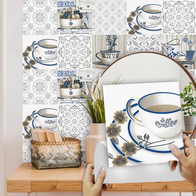 10 шт., настенная наклейка на плитку для чашки кофе, кухонный фартук, шкаф, ванная комната, домашний декор, пилинг и; Наклейки на стены с матовой поверхностью