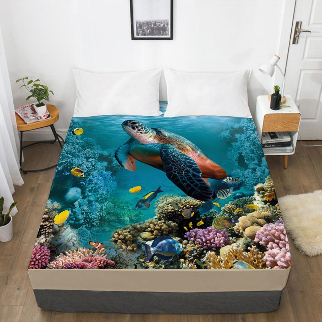 Постельная простыня с рисунком лесных животных, 3D-печать, наматрасник, простыня на резинке, постельное белье, одна штука