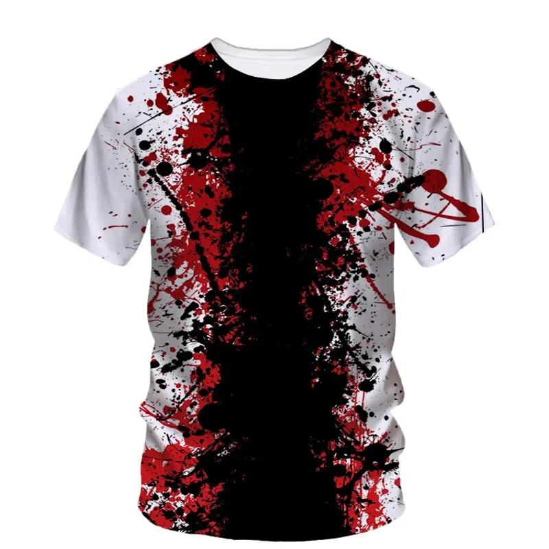 Halloween T-Shirts Horror Bloody 3D Print Men Women O-Neck Short Sleeve T Shirt Oversized Harajuku Y2k Tees Tops Kids Clothing