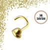 KODY PIERCING Пирсинг из цельного золота 14 карат с носовым винтом в виде сердечка - качественный пирсинг