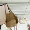 Yogodlns Summer Straw Shoulder Bags for Women Woven Seaside Beach Vacation Shopping Bags Casual Female Shoulder Handbags Totes