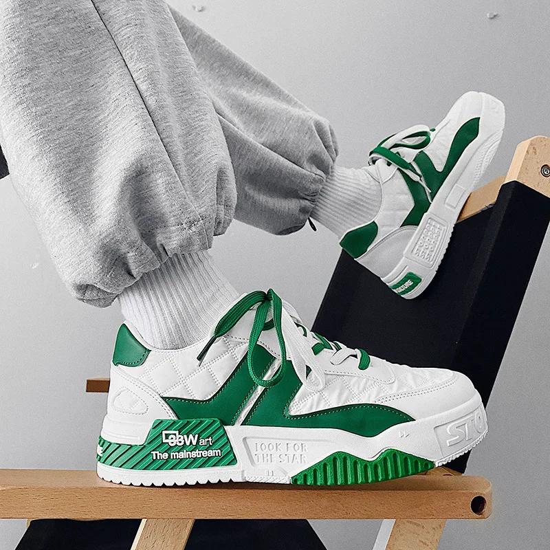 Fashion Casual Platform Sneakes Designer Shoes for Men Two-tone Lace Up Trainers Fashion Student Sneakes Mens Vulcanized Tenis Masculino