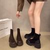 Ретро ботинки Мартин женские британский стиль 2025 осень и зима новые маленькие на толстой подошве с увеличенной высотой черные на толстом каблуке тонкие короткие ботинки