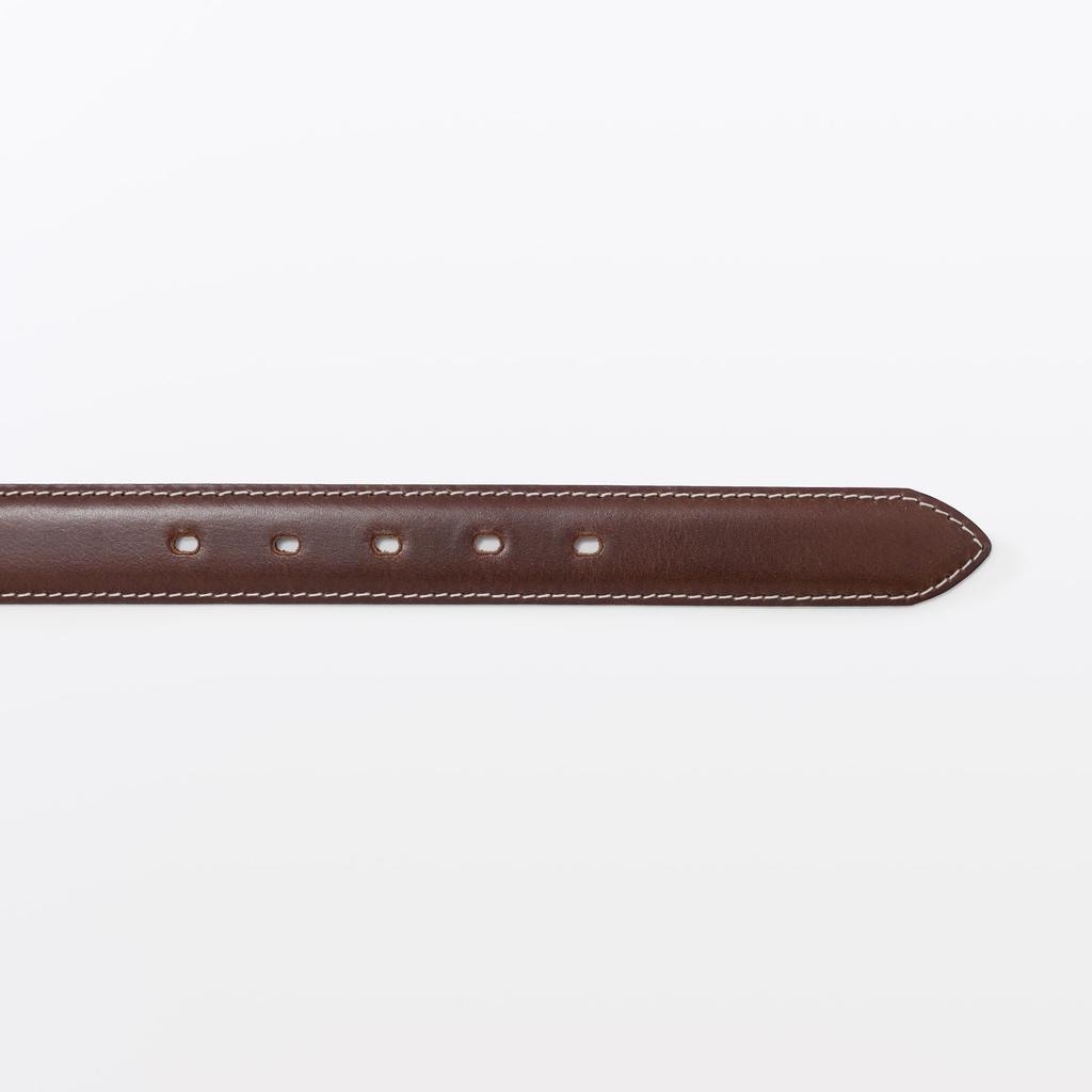 MUJI Регулируемый ремень из кожи растительного дубления, Средняя ширина прошивки, Унисекс, Взрослый, EHB28A6S, Темно-коричневый, Общая длина 115 см