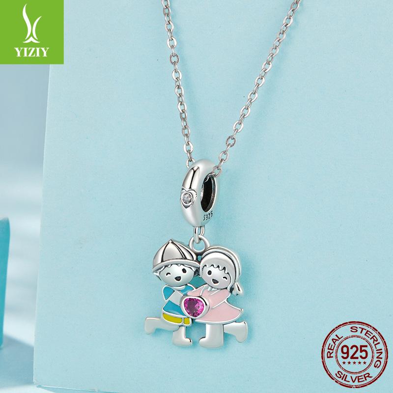 S925 Sterling Silver Boys And Girls Pendant Accessories, Romantic Love Diy Beaded Bracelet Accessories