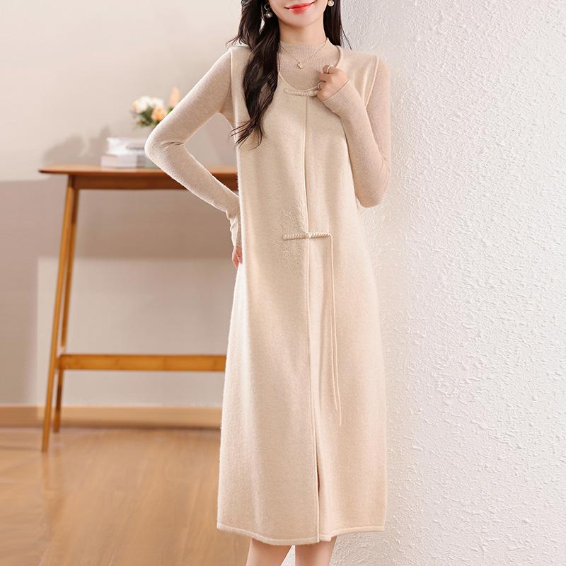 Женское кашемировое платье Qinghe кашемир 30% кашемир 70% шерсть осенне-зимняя кашемировая юбка мягкая и теплая