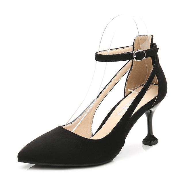 Модные элегантные женские фетиш-сандалии на высоком каблуке 7 см, женские замшевые сандалии на низком каблуке с острым носком больших размеров, дешевая офисная обувь