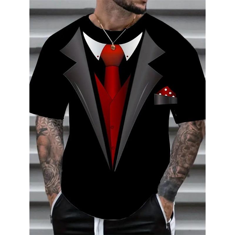 7XL Plus Size Летние модные повседневные спортивные мужские свободные футболки с круглым вырезом и принтом из двух частей с короткими рукавами