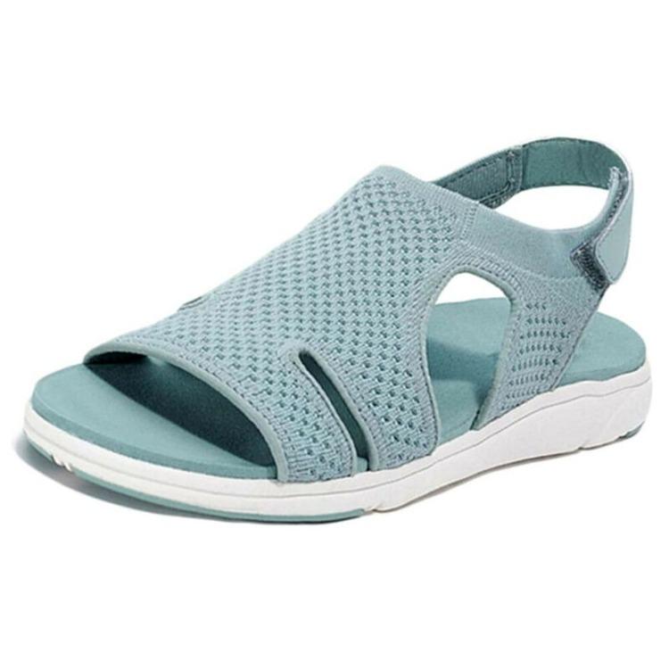 Ladies Mesh Upper Breathable Soft Comfortable Open Toe Sandals Casual Holiday Beach Walking Cross-Strap Flat Shoes