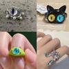 Black Cat Monster Ring - Cute Cartoon Jewelry for Couples