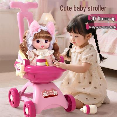 Коляска для куклы принцессы Эльзы и игровой набор для переодевания для девочек 3-4 лет