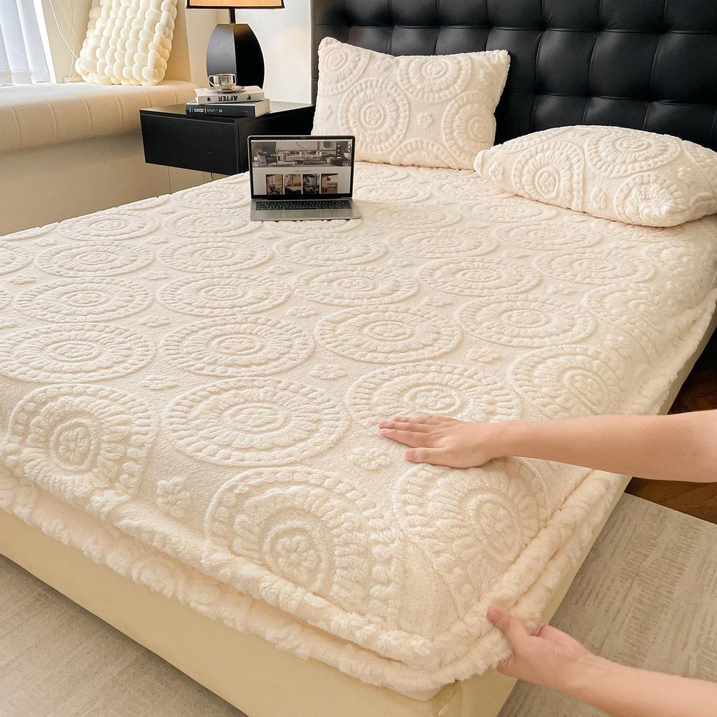 G5Z2025 Зимнее теплое плюшевое нескользящее тафтовое натяжное постельное белье - Односпальный/Двуспальный размер