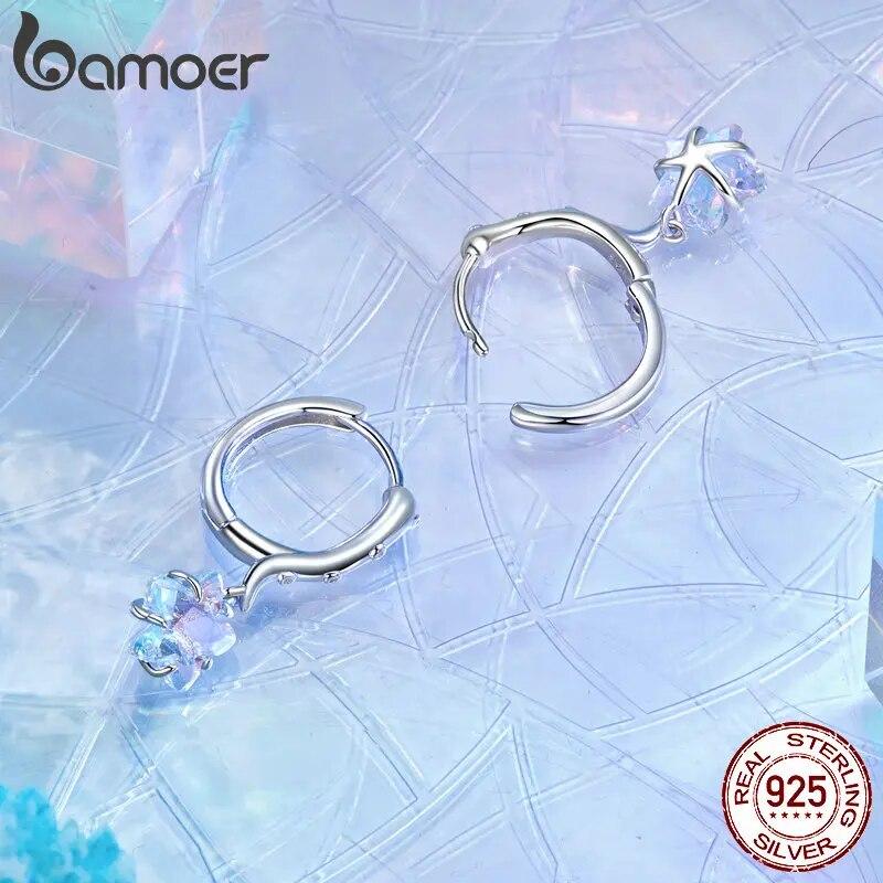 Женские серьги-кольца BAMOER из стерлингового серебра 925 пробы, изящные позолоченные серьги, гипоаллергенные серьги-кольца в виде осьминога, морская звезда, подарок