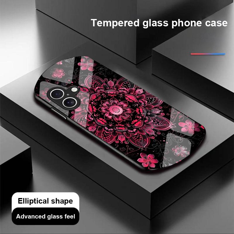 Красочный Цветочный Тотем Для Apple IPhone 16 11 13 15 14 Pro Max 12 Mini 7 8 Plus XR XS Чехол для телефона из закаленного стекла эллиптической формы