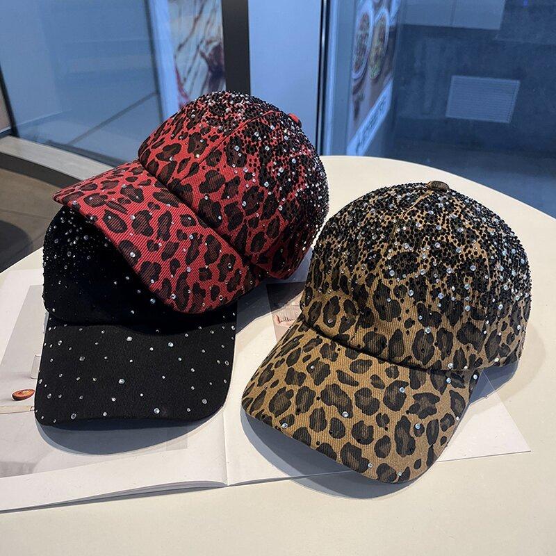 Leopard Print Baseball Cap With Rhinestones For Summer Street Style Fans