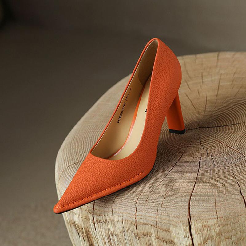 Празднуйте Весну Осень Женские Туфли на Высоком Каблуке Острый Носок Мелкие Лодочки Платье Туфли для Женщин 6.5см Массивный Каблук Женщины
