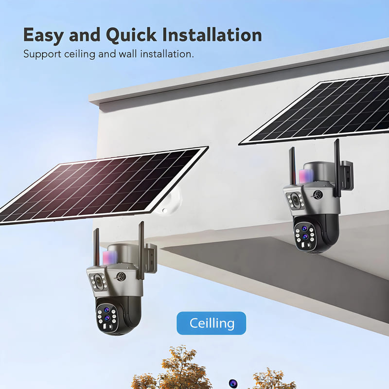LS VISION 6K 4G Sim Solar Camera 10x Zoom IP CCTV 12MP Dual Lens PTZ Surveillance PIR Human Detection Outdoor Security Protection Camera