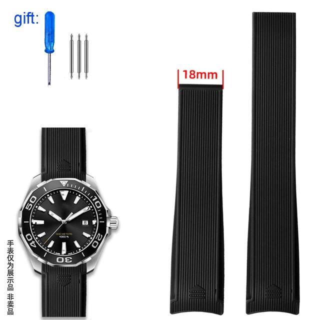 For TagHeuer Tag Heuer Diving Watch Black Blue Water Ghost Way101/201 Silicone Rubber Watch Strap Accessories 22mm Watchbands