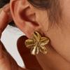 Golden Stainless Steel Women Earrings With Flower & Five-Leaf Clover, Suitable For Gift, Party And Team-Building Valentines