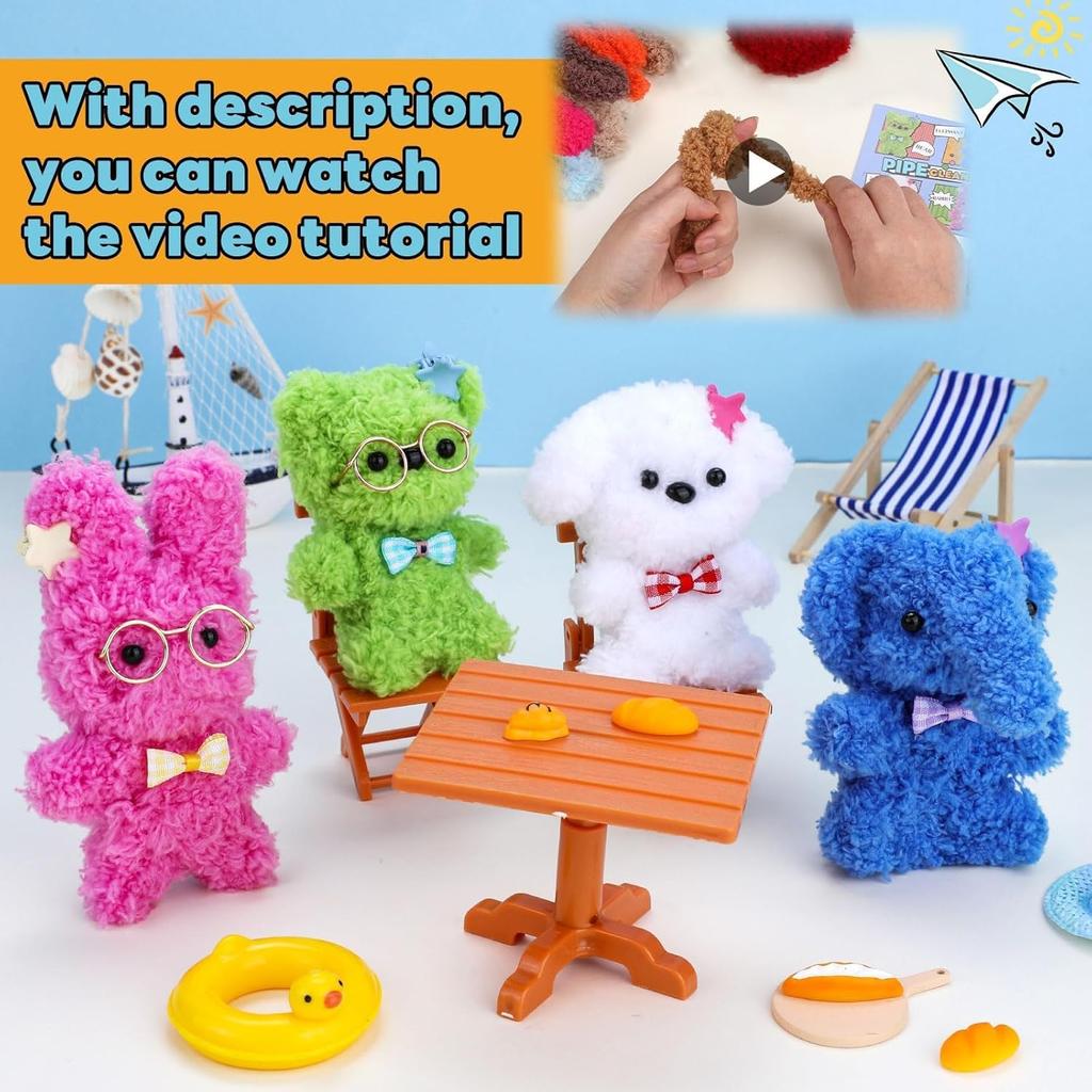 51 набор для поделок из синельной проволоки, включая 8 шт. коралловой синельной проволоки и 43 других аксессуара для изготовления коралловой синельной проволоки, принимающей форму.