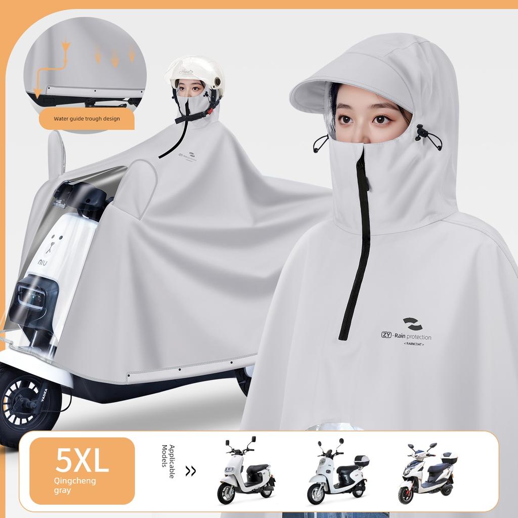 Raincoat for Women, Specifically for Electric Scooters, Long Full-Body Rain Cover, Storm-Proof, Integrated Thickened and Enlarged Rain Poncho