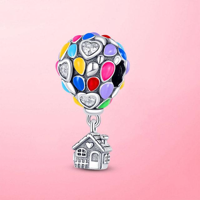 Подвески для путешествий, стерлингового серебра 925 пробы, маленькая девочка, воздушный шар, самолет, камера, висячие подвески, бусины, подходят для оригинального женского браслета, ювелирные изделия