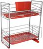 Pearl Metal Простая подставка для сушки посуды, 2 яруса, красная, HB-307