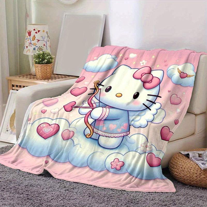 1pc. Hello Kitty Cupid Cloud Heart Print Blanket - Home Office Outdoor Gift Suitable for All Seasons (Ho