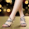 Fashion Summer High Heel Sandals 2025 Women's New Bohemian Diamond Inlaid Buckle Stiletto Shoes Elegant Fashion Roman Beach Shoes