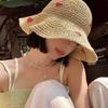 Versatile Love Straw Bucket Hat Women's Summer Vacation Sunshade Sun Protection Straw Hat Big Brim Beach Hat