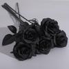 1PC Pure Black Single Rose Halloween Ghost Festival Horror Gothic Style Dark Bouquet Series Decoration Home Garden Room Decor