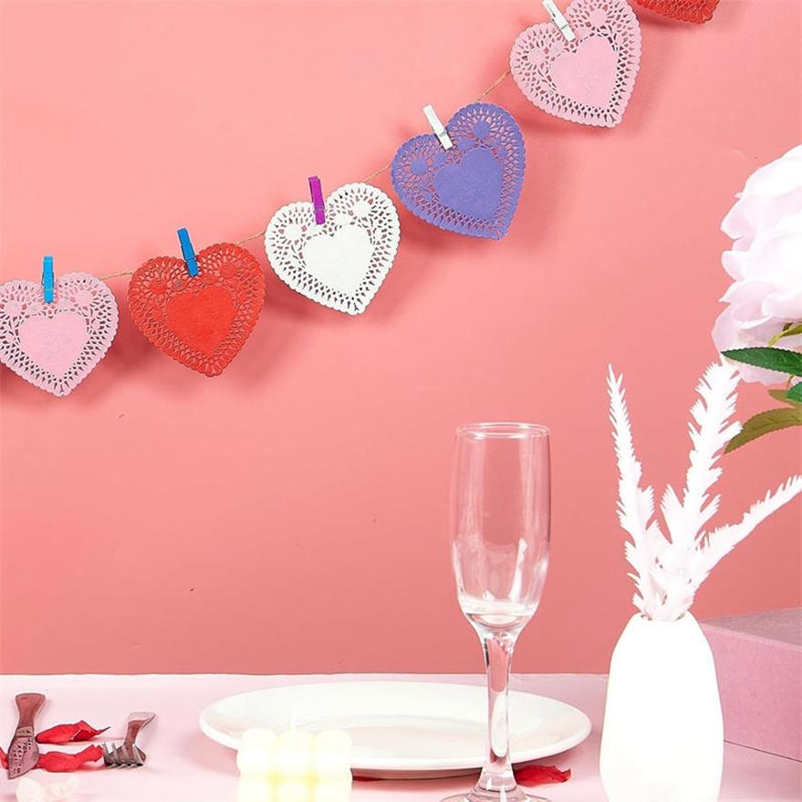 100 шт./набор элегантных бумажных салфеток для поделок 4 дюйма/6 дюймов в форме сердца, полые кружева, впитывающие масло бумажные валентинки для выпечки, Deocr
