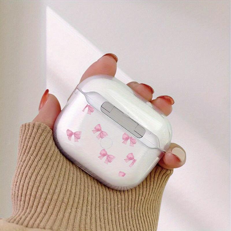 Розовый узор с бантом Защитный чехол для наушников для AirPods Pro2/Pro3/Pro Противоударный чехол для наушников для AirPods 4/3/1/2