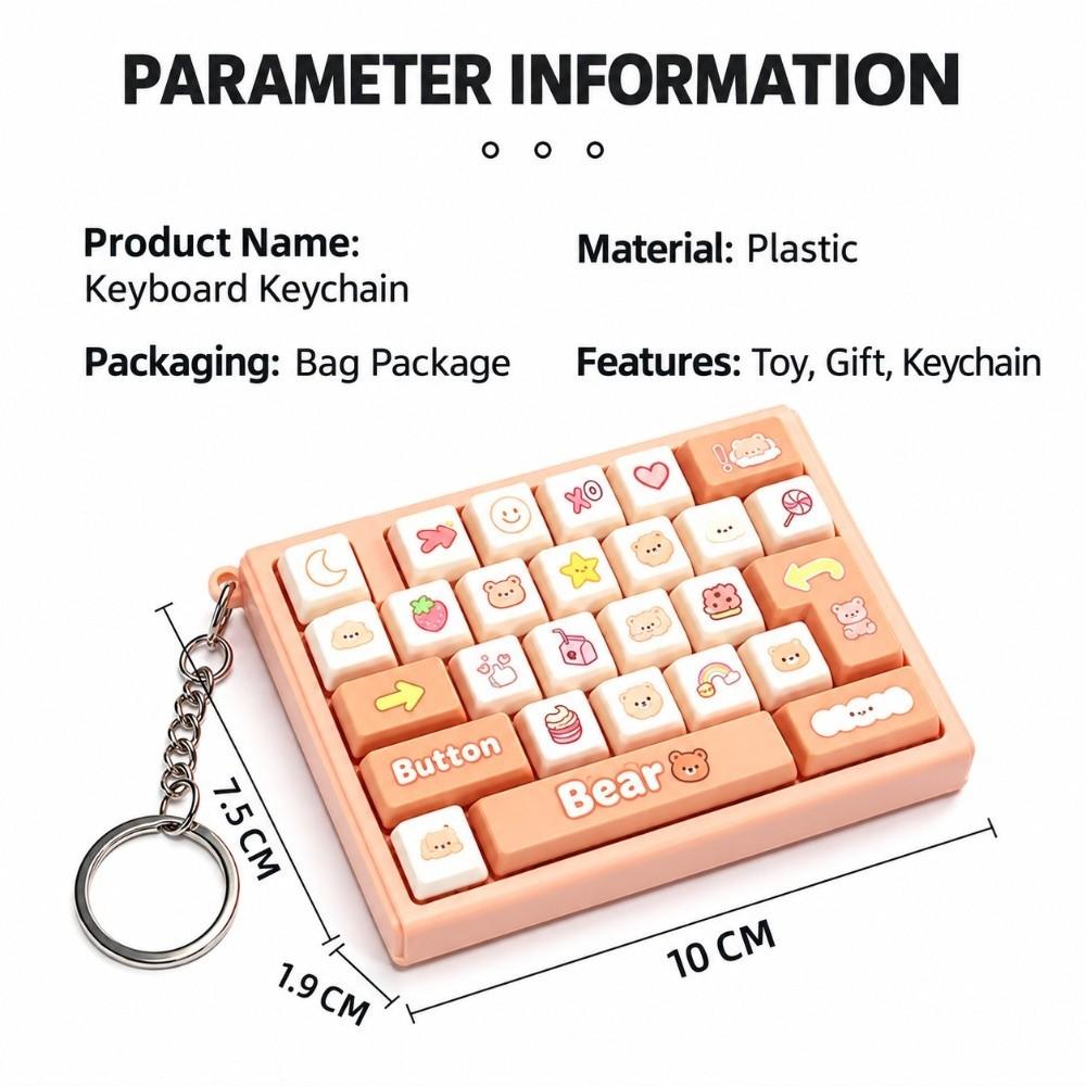 Cartoon Keyboard Keychain 26-grid Keycap Clicker High Quality Button Clicker Key Accessories