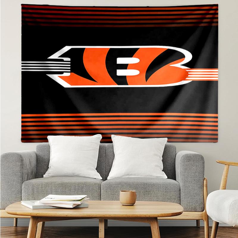 Cincinnati Bengals LOGO Tapestry for Bedroom Aesthetic Classroom Tapestries Wall Hanging for Living Room Dorm Office,Ideal Creative Gift