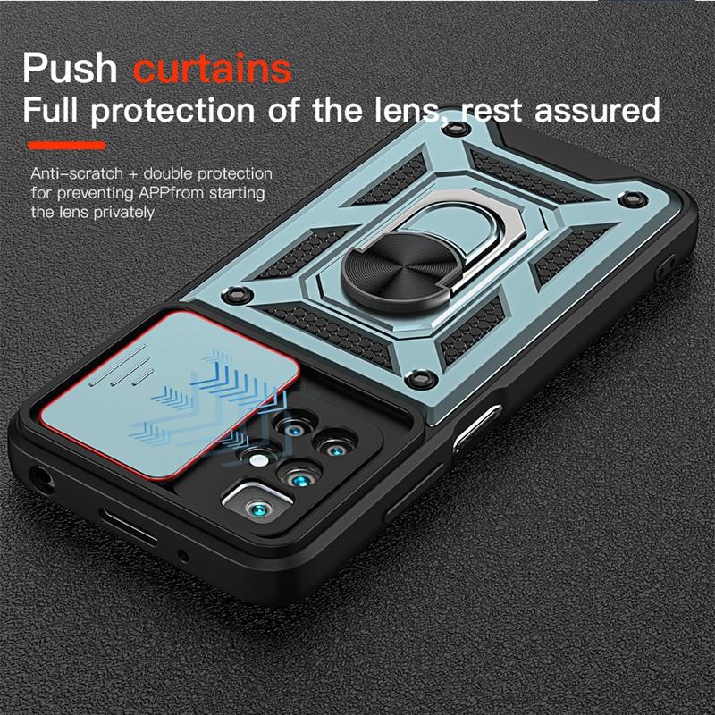 Heavy Duty Shockproof Case for iPhone/Samsung/Huawei/Xiaomi/OPPO/Vivo Push Pull Camera Protection Phone Cover