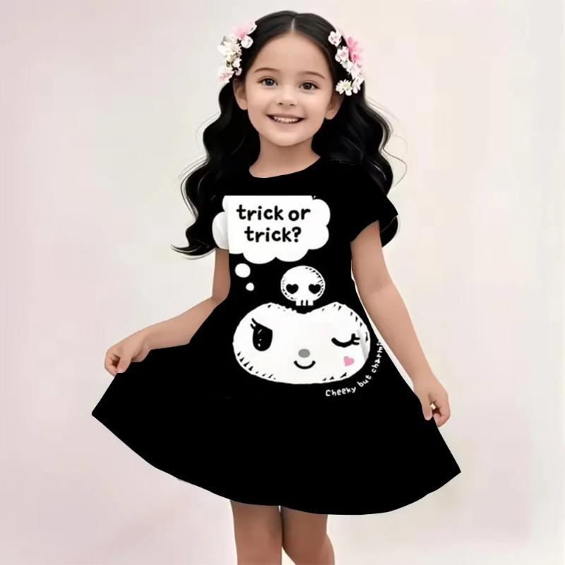 Sanrio Hello Kitty и Друзья 2026 Лето Для Детей 3-14 Лет Девочки Дышащее Имитация Хлопка Короткие Рукава Платье