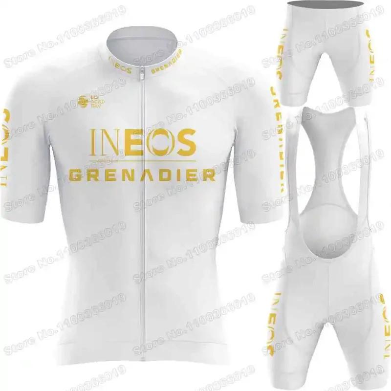 Golden Ineos Grenadier 2023 Cycling Jersey Set Men Cycling Clothing White Kits Road Bike Shirt Suit Bicycle Bib Shorts MTB Wear WZDS