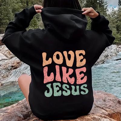 Низкие рукава плеча осенний модный принт с надписью на спине воротник-мешок флисовый свитер с капюшоном женская одежда