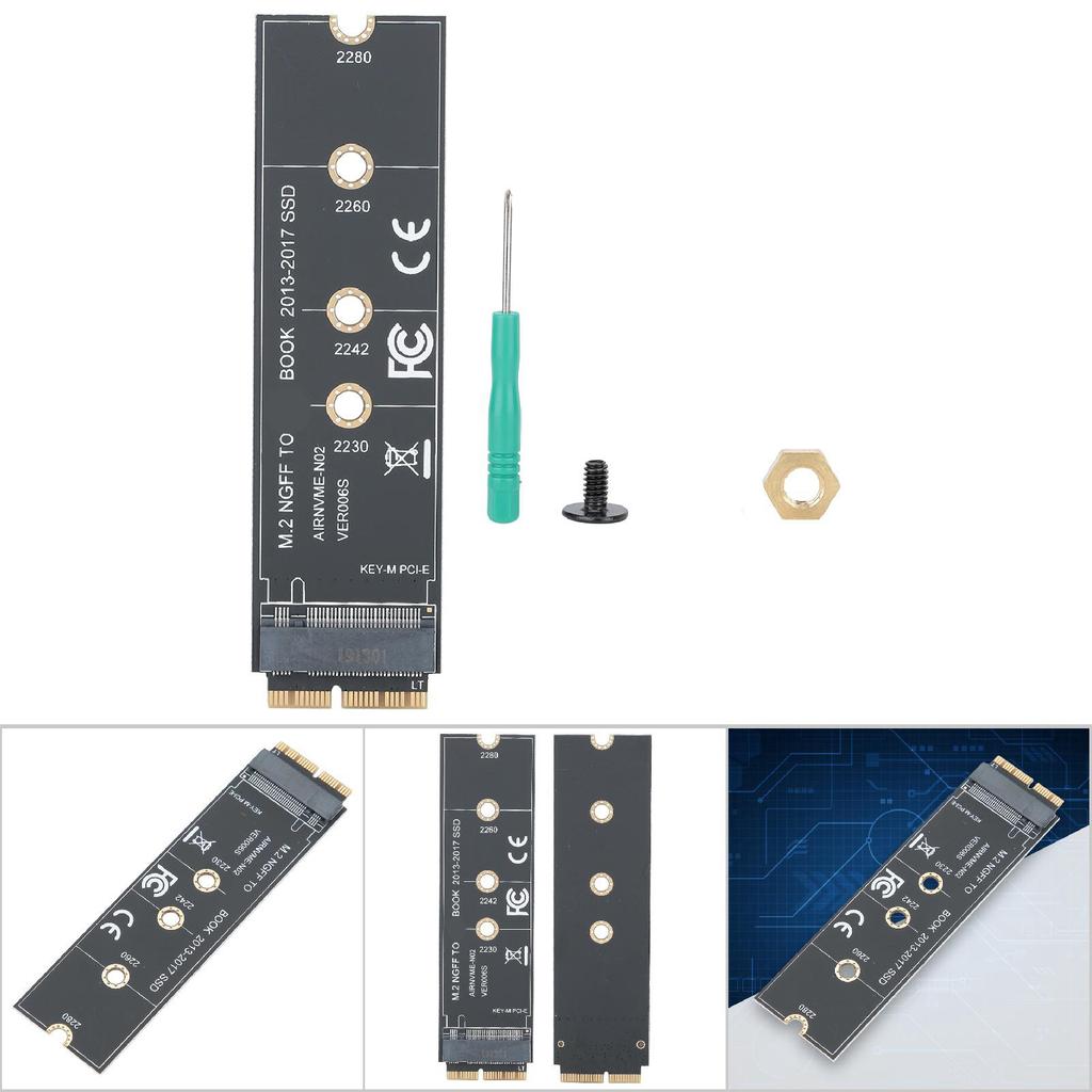 Adapter Card Black ABS Solid State Drive Fit for Macbook Air in 2013 2017 M.2 NVME PCIE3.0