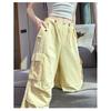 Summer Thin High Waist Tied Feet Wide Legs Two Wear Drawstring Casual Sweatpants