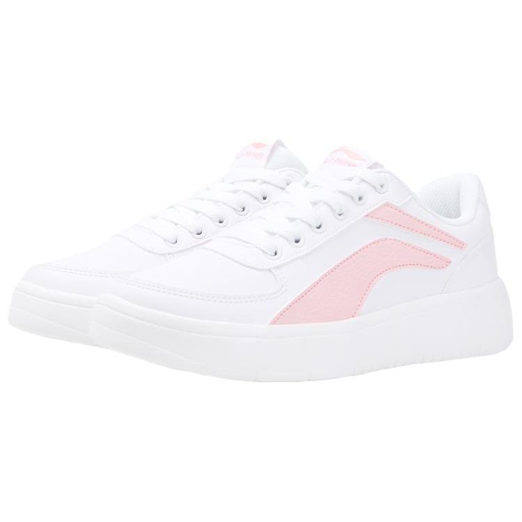 Li Ning Низкие кроссовки из синтетической кожи, нескользящие, износостойкие, для скейтбординга, женские, Бело-розовые, AGCR470-4
