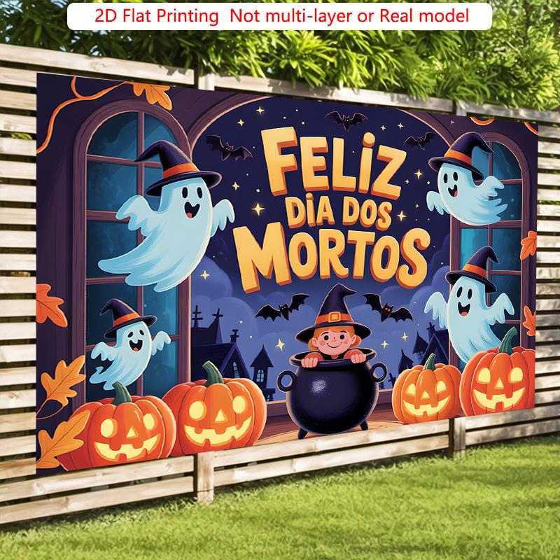 Party Backdrop Halloween Flat Pumpkin Witch Ghosts Pumpkins Photo Booth Background Party Decor