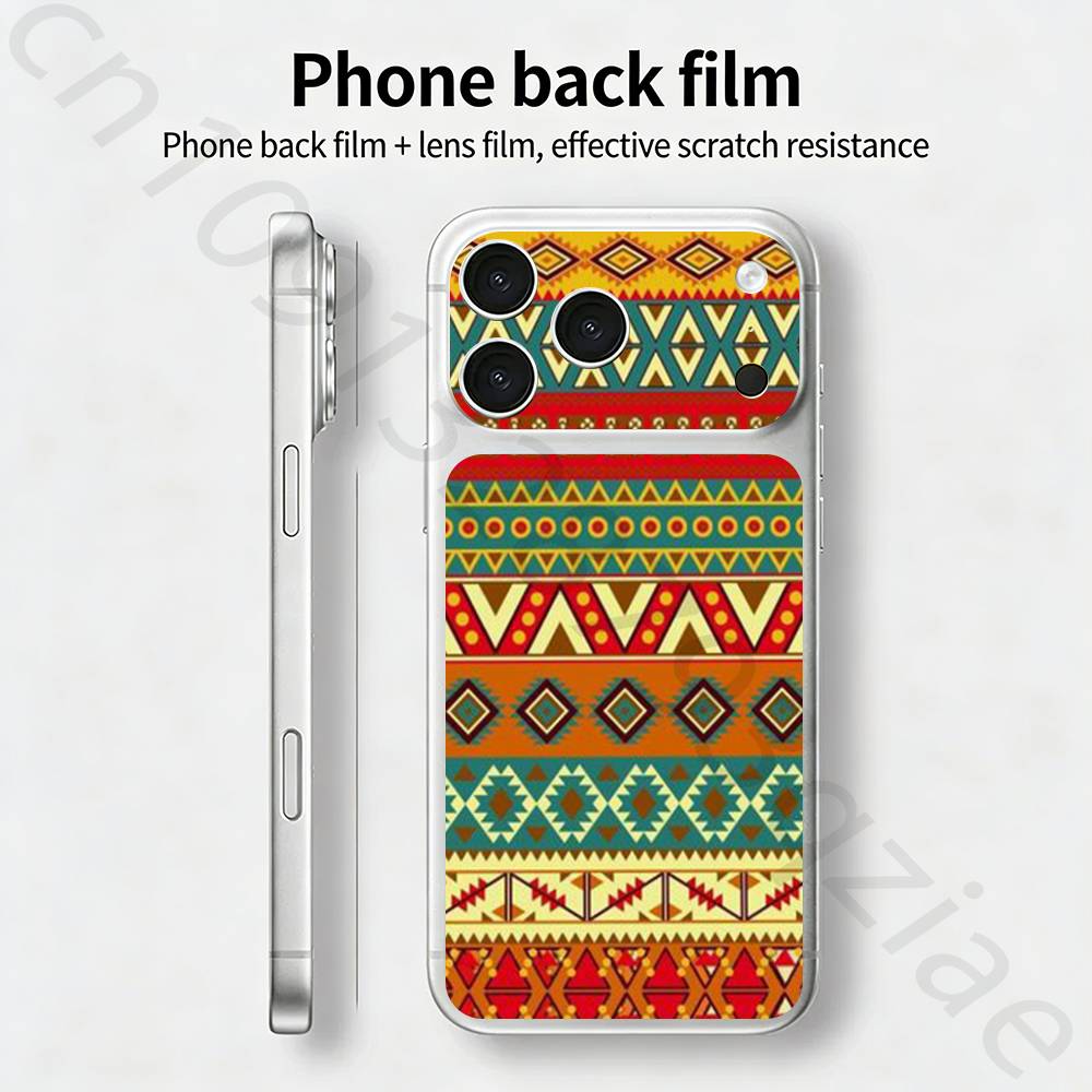 Тканевый принт в африканском стиле для iPhone 17 pro Max / 17 pro Полное покрытие Наклейка Skin Wrap 3D Цветная Задняя Защитная пленка-стикер