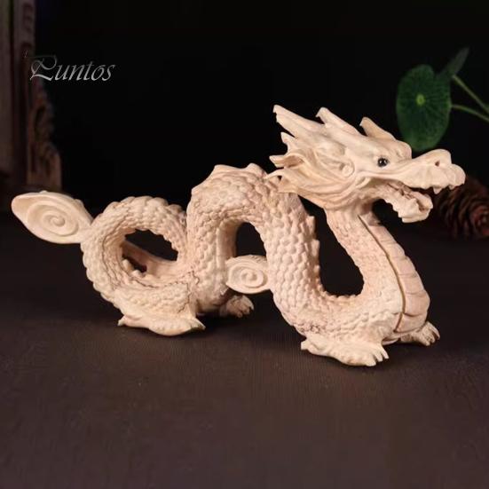 Фигурка китайского дракона из персикового дерева принесет удачу, богатство, резная статуя из натурального дерева, зодиакальный дракон, талисман, скульптура, новогодний орнамент фэн-шуй
