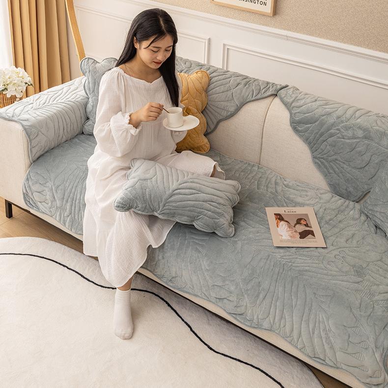 1pc Short Plush Sofa Cover, Sofa Towel Thick Non Slip Sofa Slipcover, Four Seasons General, Furniture Protector For Bedroom Office Living Room