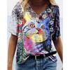 Summer Round Neck 3D Flower Print Top Fashionable Casual Short Sleeved Women's T-shirts