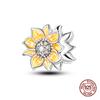 100% стерлингового серебра 925 пробы Подсолнух светящийся драгоценный камень пчелы подвески бусины подходят 925 оригинальные браслеты DIY ювелирные изделия выпускной подарок
